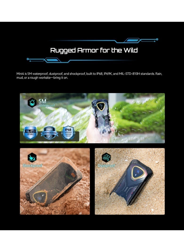 Cubot Mini Smartphone Android 15 Cubot KingKong MINI 4, 4.7-Inch mini screen, 90Hz, 4700mAh, 6RAM+128GB ROM, Mini Phone, NFC - Image 4